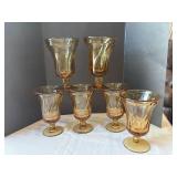6 Fostoria Jamestown Amber goblets