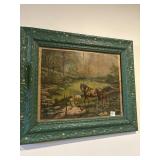 Print in green antique frame