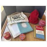 Vntg hat, stationary, boxes, etc.