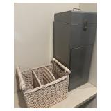 Metal toolbox/storage and wicker basket