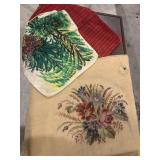 Embroidered flower, upholstery and two pillow