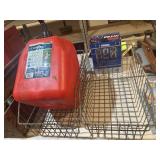 Two wire baskets and 5 gallon gas can