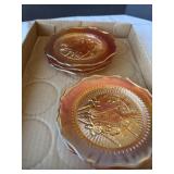 Five Jeanette glass Iris herringbone saucers 5