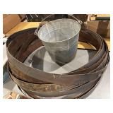12 53 gallon bourbon barrel rings, galv bucket