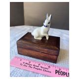 Trinket box with blue and white bunny