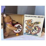 Vtg battery operated marching bear in box