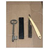 Joseph Rogers and son straight razor and jail key