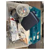 Selling baskets and contents, including denim