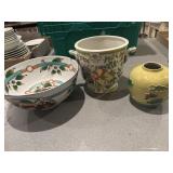 Ornate vases and bowl