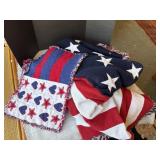 Patriotic placements and throw blanket