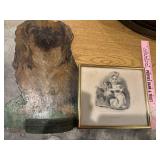 Vtg oil painting of pekingese on wood and v