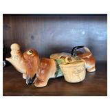 Vintage dachshund tea, pot with creamer and sugar