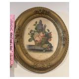 Antique oval frame with flower print