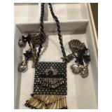 Costume beaded necklace and earrings