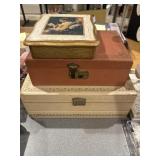 Three vintage jewelry boxes