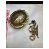 Brass turtle shell and seahorse