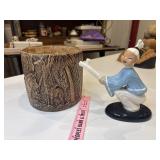 Asian ceramic figurine and ceramic planter