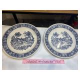 2 Lg blue and white plates