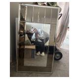 1990s vibe mirror with brass trim very heavy