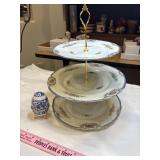 3 tier tray and blue/white egg box