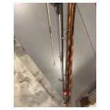 Five fishing rod and reels - Cane, snoopy etc