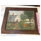 Old oil painting on wood