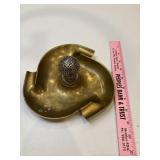 Vtg brass ashtray w/golf ball