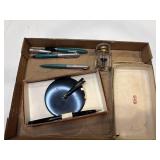 Vtg pens and ink well