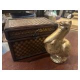 Wicker and brass box with vintage pelican