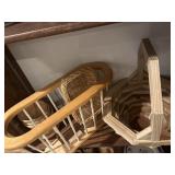 Wooden magazine rack, basket, bowls