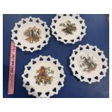 Kemple club pattern melt glass plates with birds