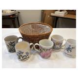 Basket of coffee mugs
