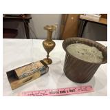 Brass flower pot, vase, match holder
