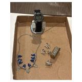 Vtg lipstick case, costume, jewelry, armitron,