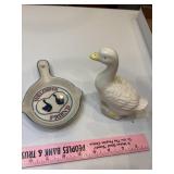 Vtg pottery duck and spoon rest
