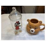 Carebear mug and Minnie mouse Apothecary jar