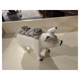 Resin pig ring holder and 3 costume rings