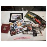 Vtg car magazines, pictures, magnets