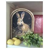 8" rabbit print with faux greenery and eggs