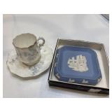 Wedgewood rabbit, trinket dish and antique cup