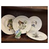 Alfread Meakin ironstone bird dishes and figurine