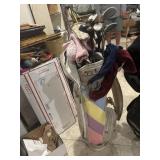 Vtg colored leather golf cart bag w/ram, c