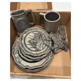 Box lot of pewter