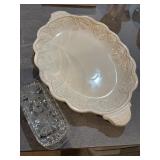 Longaberger platter and glass butter dish