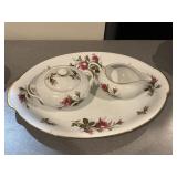 Moss Rose Japan Platter, and cream and sugar