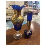 Hand painted Nasco Japan colbalt vases