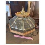 1990s glass and brass hanging chandelier