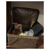 Metal picnic basket with contents
