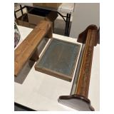 Wooden shleves and antique chalkboard