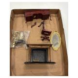 Minature fireplace, mantle clock, etc